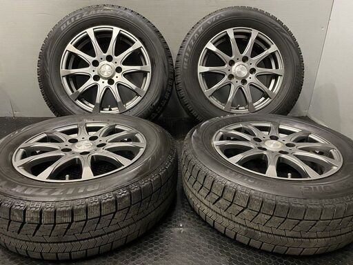 【BS BLIZZAK VRX 195/65R15】スタッドレス【Grampus 15インチ 6J5HPCD114.3+45】2019年製 エスクァイア アイシス等　(VTL577)クレジットカード QRコード決済可能