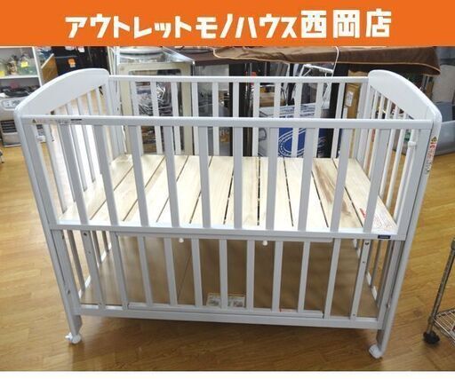 カトージ タチベッド グレー 120×70サイズ ベビーベッド KATOJI 床板高さ3段階調節 収納棚付き　西岡店