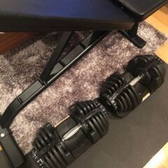 【美品】可変式ダンベルとベンチセット！40kg セット計80kg　ラバーマット付き！