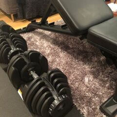 【美品】可変式ダンベルとベンチセット！40kg セット計80kg　ラバーマット付き！
