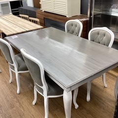 KF-116【新入荷　リサイクル品】モビリグランデ　フレンチダイニング5点セット　グレー