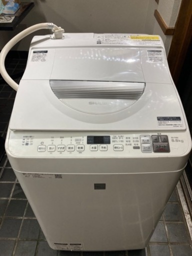 乾燥機能付洗濯機　クリーニング済　est5e6 シャープ　5.5kg　2019年製