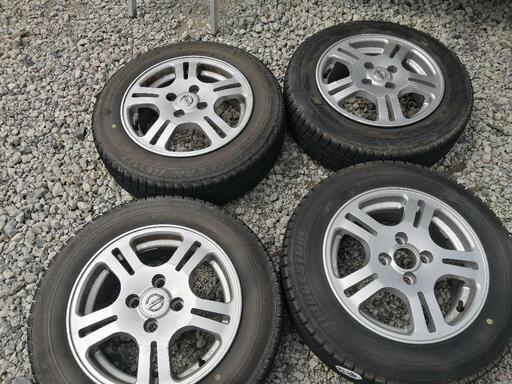 日産 純正アルミホイール 165/70R14 4穴 スタッドレス タイヤ アルミ の画像