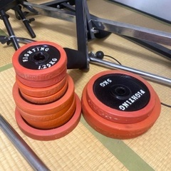 【値下げしました】【引取り限定】ファイティングロード/キングスセット/40kg分のプレート付き/中古／ギス少し