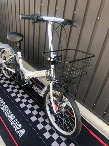 新車☆6段変速　バスケット付き折り畳み自転車20インチ　ジオクロスミニ　ホワイト