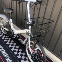 新車☆6段変速　バスケット付き折り畳み自転車20インチ　ジオクロスミニ　ホワイト