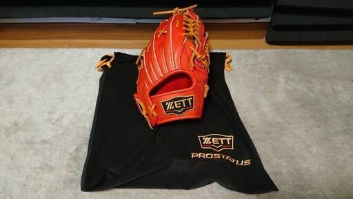 中古》ZETT PROSTATUS 硬式外野手用 オレンジ 使用回数少
