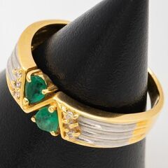 K18/Pt900 エメラルド・ダイヤモンド 指輪 品番r21-195