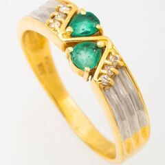 K18/Pt900 エメラルド・ダイヤモンド 指輪 品番r21-195 K18/Pt900 エメラルド・ダイヤモンド 指輪 品番r21-195