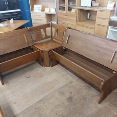 シギヤマ家具工業　モーゼル　コーナーベンチ収納ダイニング４点セット　彫刻　【愛品倶楽部柏店】