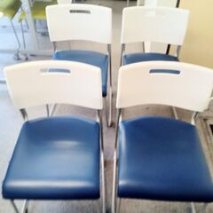 ミーティングチェア/会議用椅子(ブルー×ホワイト)4脚セット　売...
