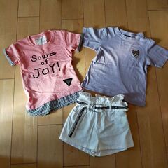 ジーユーなど半袖Tシャツ、ショートパンツの3点セット 女児サイズ130