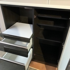 7/7 終 7/15配送】レンジボード キッチン収納 レンジ台 食器棚 ガラス戸 菊