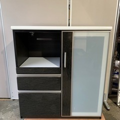 7/7 終 7/15配送】レンジボード キッチン収納 レンジ台 食器棚 ガラス戸 菊