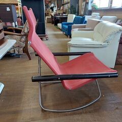 二―チェア　エックスロッキング＆オットマン　レンガＸダークブラウン　折りたたみ　【愛品倶楽部柏店】