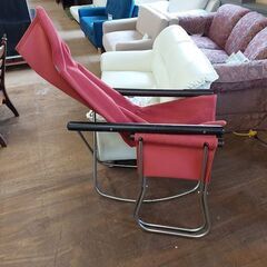 二―チェア　エックスロッキング＆オットマン　レンガＸダークブラウン　折りたたみ　【愛品倶楽部柏店】