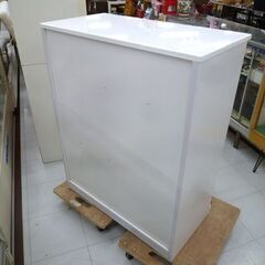 チェスト エナメル調 幅79×奥行40×高さ98.5cm 5段 ホワイト 収納タンス 収納家具 箪笥 苫小牧西店