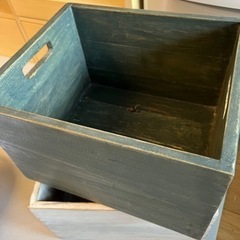(終了)木製の箱　ウォッシングカラー　濃い緑、白の2種類　計6個