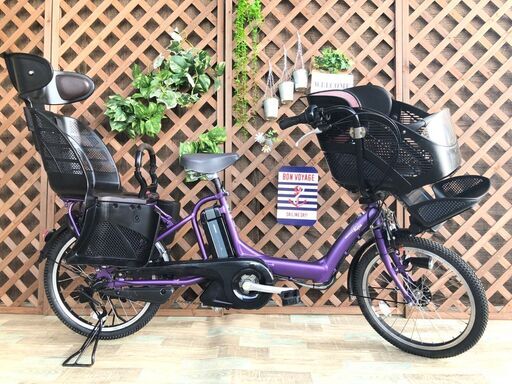 タイヤ新品　電動自転車 バッテリー良品　子供乗せ　 20インチ　紫せ　ヤマハ