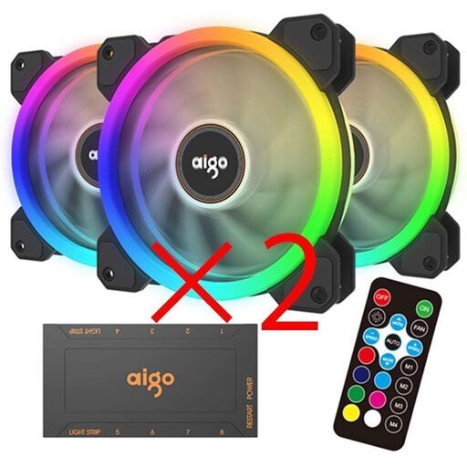 Aigo DR12 3IN1 120mm RGB LED 調節可能 色 静か 高通気性 長寿命 PC 冷却ファン CPU クーラー ラジエーター
