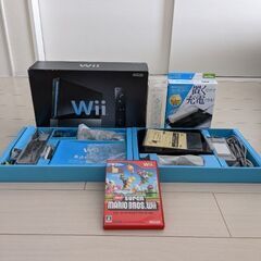 任天堂Wii（クロ）+リモコン+2個同時充電器+スーパーマリオソフト