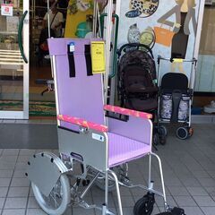 日よけ付き　車椅子　パープル系　