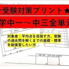 【ネット決済・配送可】【高校入試対策プリント】数学　中1〜中3全範囲