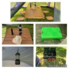 キャンプセット　値下げします。ロゴステント・タープ・キャリー・バーナー・テーブル・イス等　割引相談可。数点プレゼント有‼︎