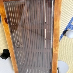 アジアン系　バンブー　ローテーブル　ガラス天板　棚付き