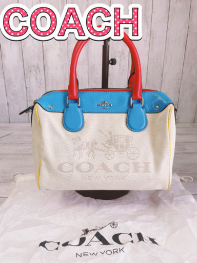 H1183 COACH コーチ　ハンド　ボストン　キャンバス　馬車　ベージュ