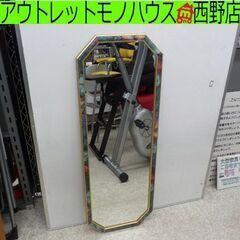 壁掛け鏡 イタリア風 幅35cm 鏡 ミラー 花柄 緑系 札幌 西野店
