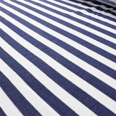 生地　パイル　ボーダーストライプ　白×紺　195ｃｍ巾