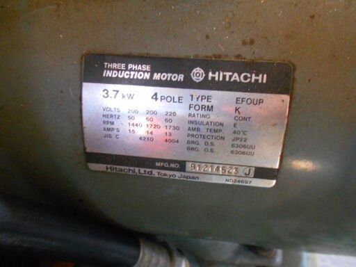 エアーコンプレッサー三相200V不動車部品取り、引取り限定です。