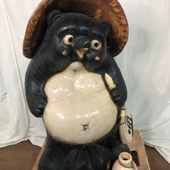 タヌキ/狸 置物 陶器 縁起物 特大サイズ 高さ85㎝ J07008