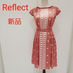 イタリア製素材 Reflect 半袖 プリントワンピース 赤 レッド M 新品の画像