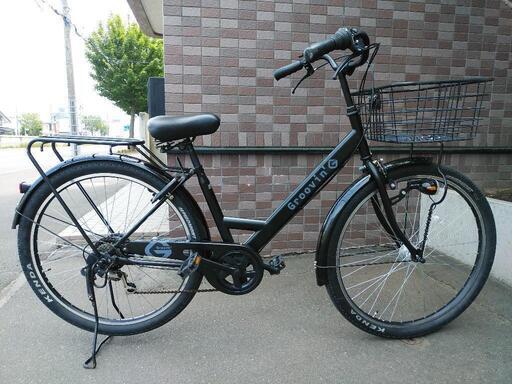 防犯登録料込み！札幌市内配達無料。中古カゴが大きな27インチブラック。