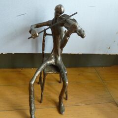 真鍮 バイオリン弾き置物4体/オブジェ・本体のみ・中古品