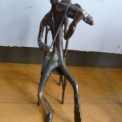 真鍮 バイオリン弾き置物4体/オブジェ・本体のみ・中古品