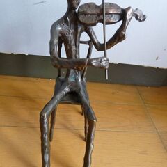 真鍮　バイオリン弾き置物4体/オブジェ・本体のみ・中古品