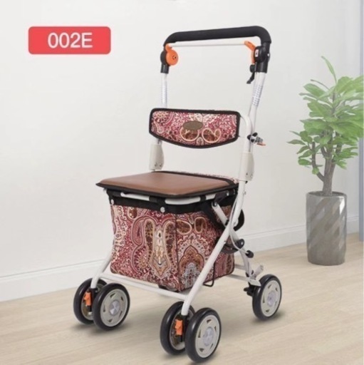 新品未使用高齢者向けショッピングカート 高齢者用カー シルバーカー 折りたたむ (002E握り制動) 手押し車