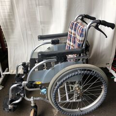 YU-173　松永製作所　自走式　アルミ　背折れ　AR-900　車いす　チェック　座幅：40cm YU-173 松永製作所 自走式 アルミ 背折れ AR-900 車いす チェック 座幅：