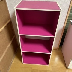 3段ボックス　棚　ピンク