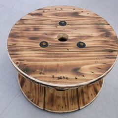 【ネット決済・配送可】木製ドラム+焼き仕上