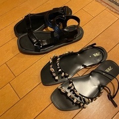 ZARA 黒サンダル2足　23.5㎝（37）未使用