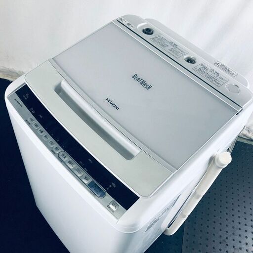 ID:sd24454 日立 HITACHI 洗濯機 一人暮らし 大きめ 中古 2018年製 全自動洗濯機 8.0kg シルバー 送風 乾燥機能付き BW-V80C  【リユース品：状態A】【送料無料】【設置費用無料】