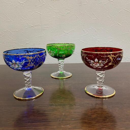 【全国発送可能！】【 ムラーノグラス 】MURANO GLASS ワイングラス 3客♪