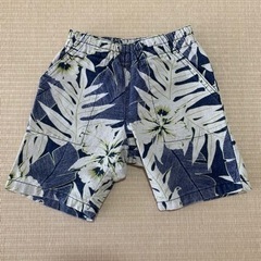 ボタニカル柄　パンツ90 日本製ネイビー系半ズボンショートパンツ