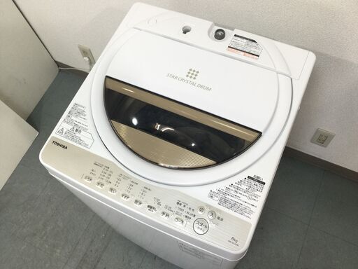 (9/10受渡済)JT4538【TOSHIBA/東芝 6.0㎏洗濯機】美品 2017年製 AW-6G5 家電 洗濯 全自動洗濯機 簡易乾燥機能付