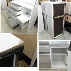 訳アリ ニトリ レンジボード プラウド 幅120cm 白/グレー キッチンボード 食器棚 ソフトクローズ 家具 西区西野店