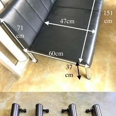 KOKUYO】数十年使用した 長椅子×２脚 ＋ 小机 の応接室 or 待合室セット【maruni